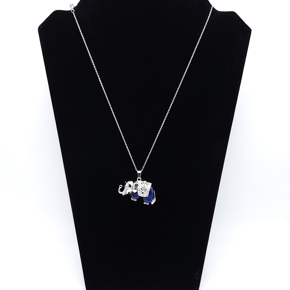 Elephant Necklace Lapis Lazuli 18in Boho Spiritual - Picture 2 of 2